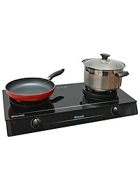 Bếp Ga Dương Đôi Rinnai RV-6Double Glass(L) - Đen- Hãng chính hãng